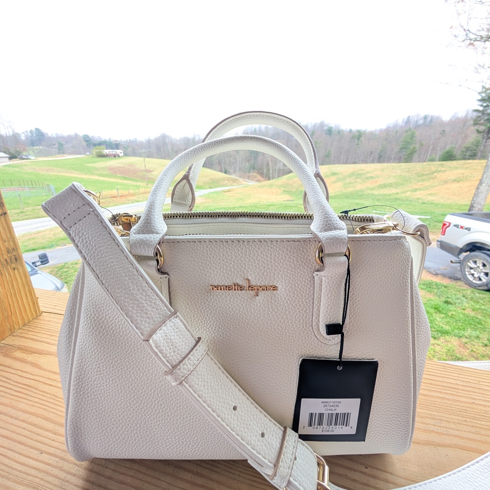 Nanette Lepore Chalk Pebbled Leather Brinkley Satchel with Removable Strap